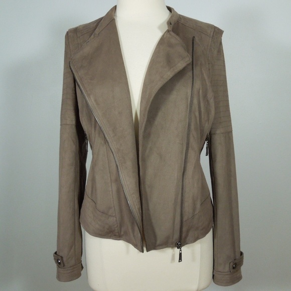 Odyn Jackets & Blazers - Odyn Dusty Brown Faux Suede Moto Jacket